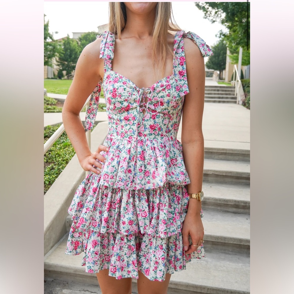 Mable Floral Tie-Strap Dress